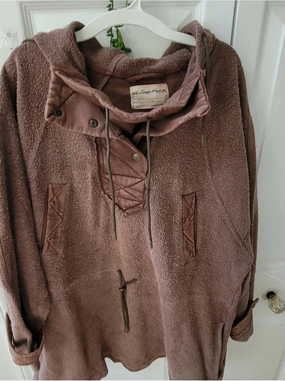 Free People Jacket Hood Pullover Sadie Surplus Knit We The Free Stone